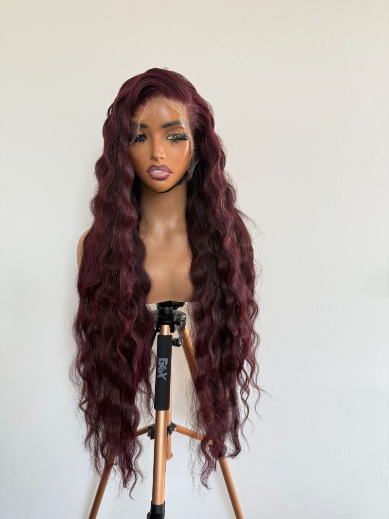 30” crimp curls with 13 by 6 HD Frontal Unit