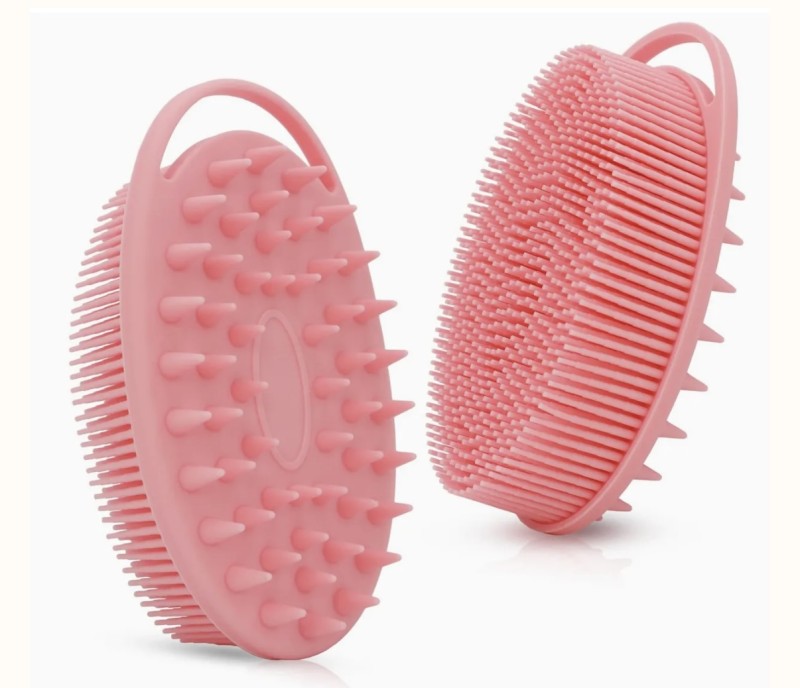 2 in 1 Bath and Shampoo Brush, Silicone Body Scrubber