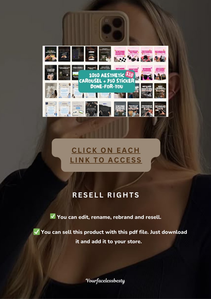 1050 Aesthetic Carousel Templates + 350 Digital Stickers