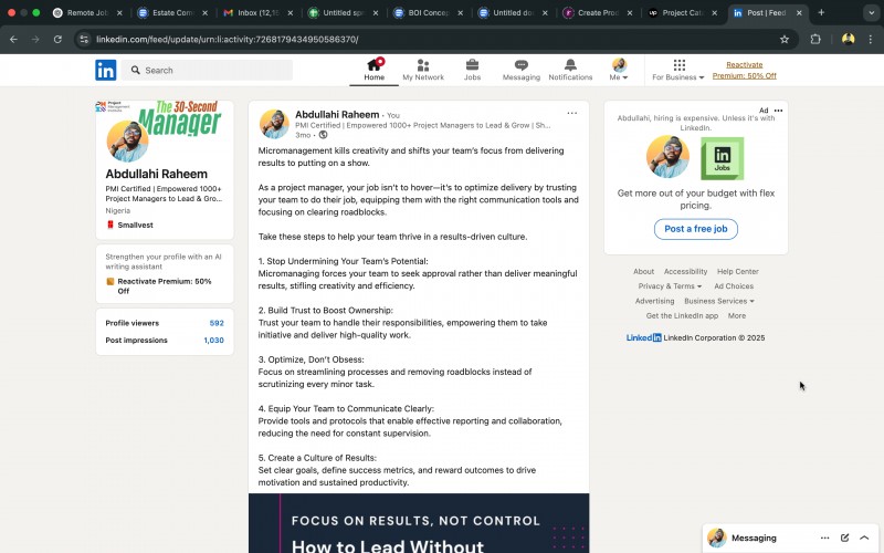 12 Monthly Linkedin Posts Tailored To You