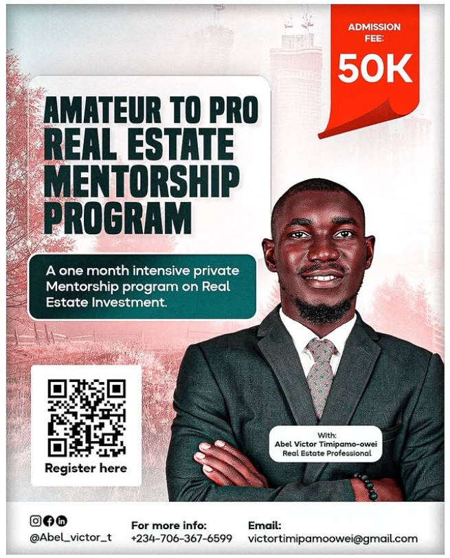 1 Month Intensive Real Estate Mentorship Session with ABEL VICTOR TIMIPAMO-OWEI