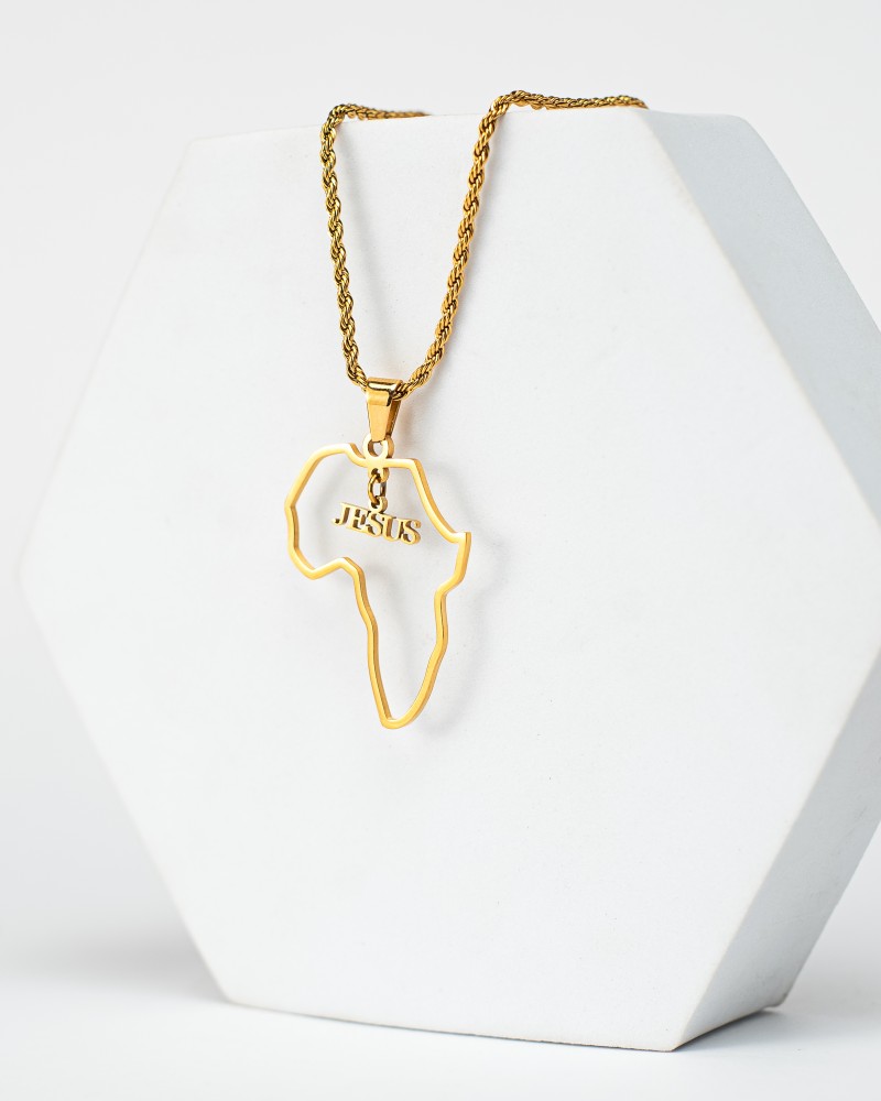 "Africa Map Shaped with Jesus" Necklace