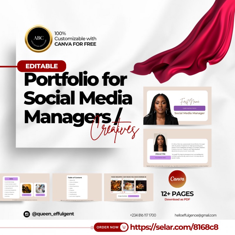 Editable Canva Portfolio Template - Show off your skills. Secure the bag.