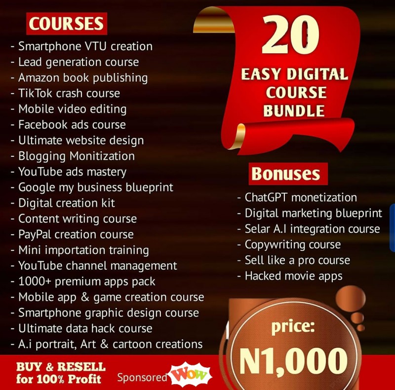 Buy Best Digital course bundle 🔥🔥 by Hilaal Tech Stoore on Selar