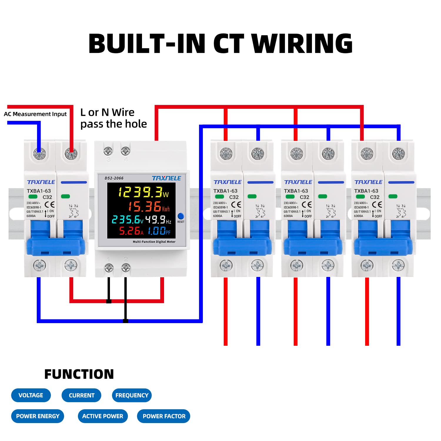 Multi-Function 6 In 1 Digital Electricity Meter