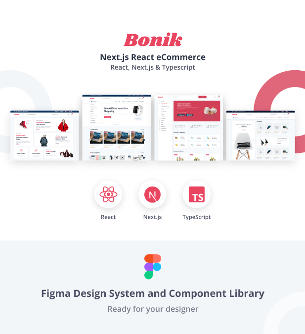 bonik React, NextJs, Typescript The Best React eCommerce Template SEO friendly server side rendered React Next.js multipurpose eCommerce template.