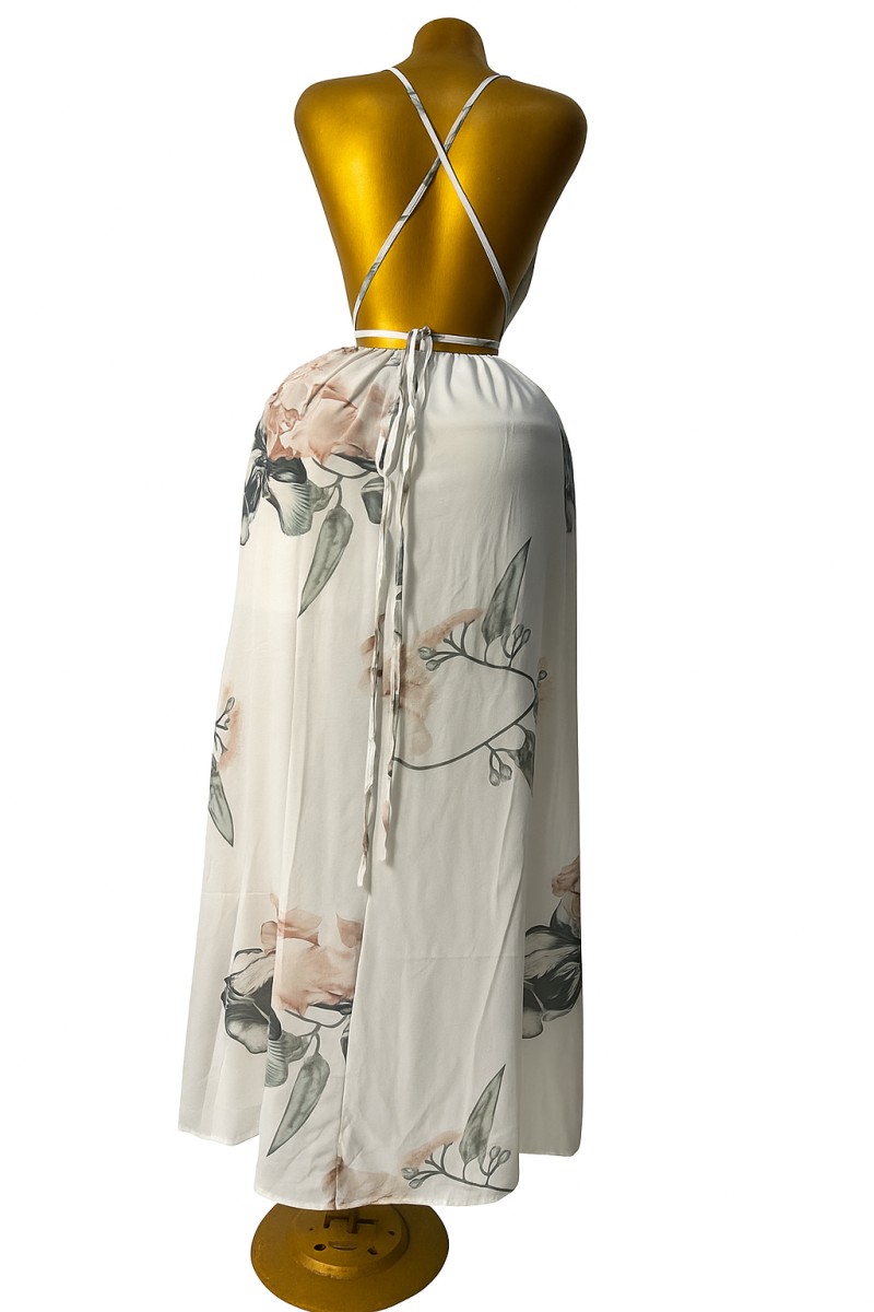 Robe Élégante – Bleu & Blanc | Awa Chicbazar