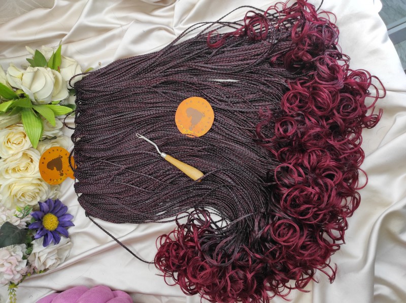 26-inch Curly | Full Install- 6 packs | Colour- 1/900 (burgundy) blend