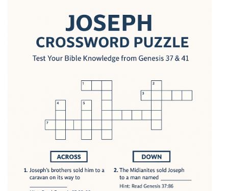 Joseph Crossword Puzzle – Test Your Bible Knowledge from Genesis 37 & 41