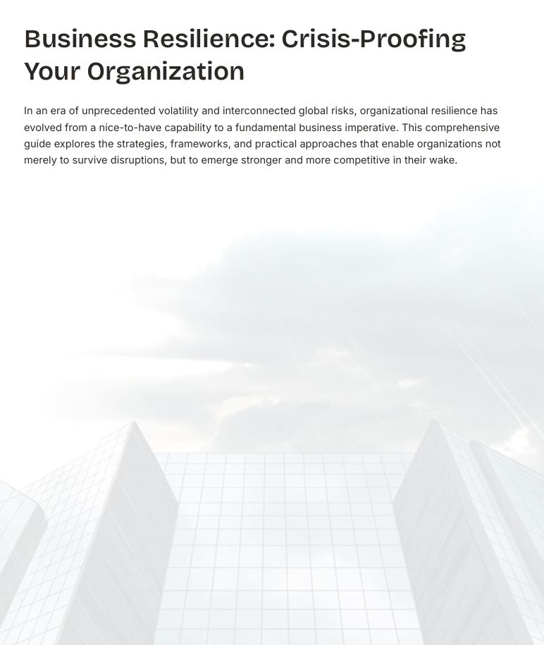 Business Resilience: Crisis-Proofing Your Organization