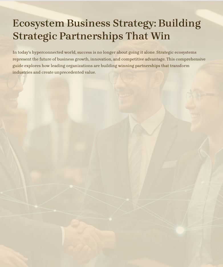 Ecosystem Business Strategy: Building Strategic Partnerships That Win