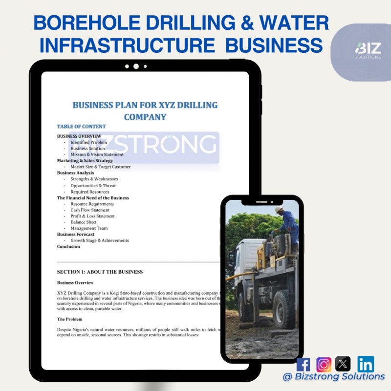 Borehole Drilling & Water Infrastructure Business Plan Proposal