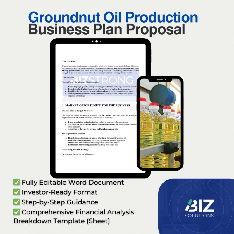 BUSINESS PLAN FOR GROUNDNUT OIL PRODUCTION - TOPPER FARMS NIG
