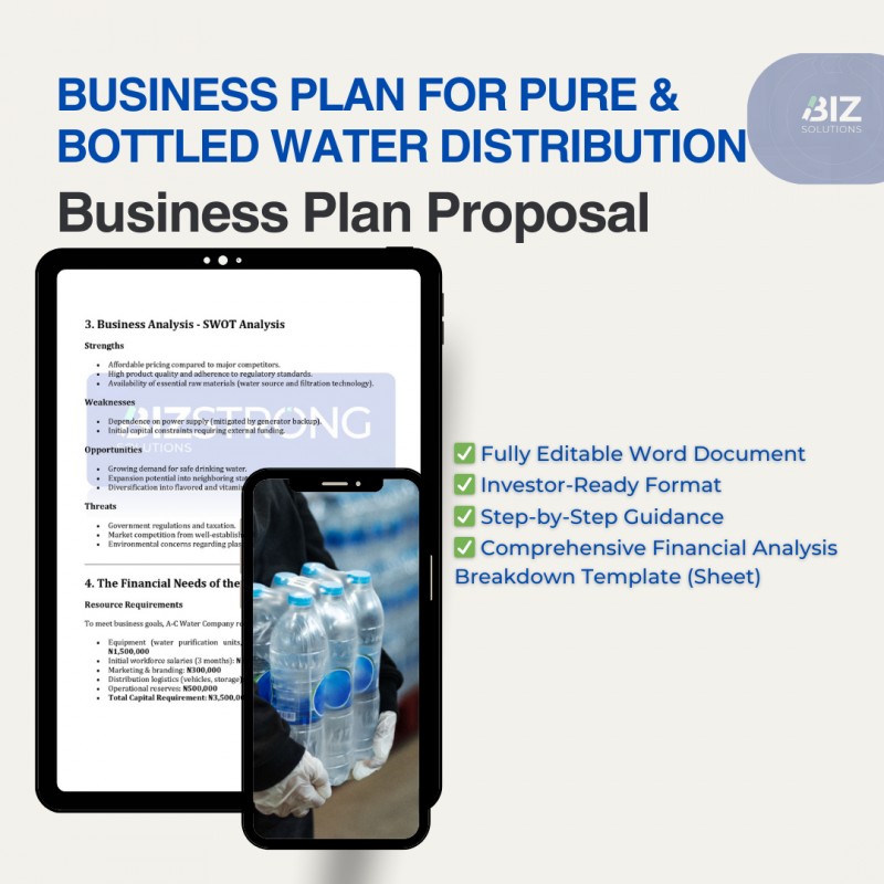 BUSINESS PLAN FOR PURE & BOTTLED WATER BUSINESS - A-C WATER COMPANY