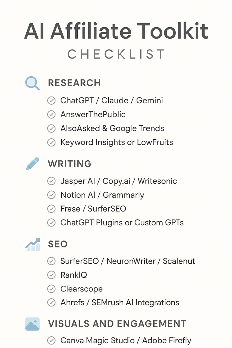 AI Affiliate Toolkit Checklist