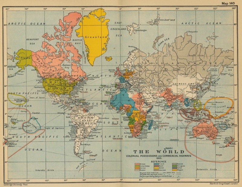 Vintage map of The World in the 1910s