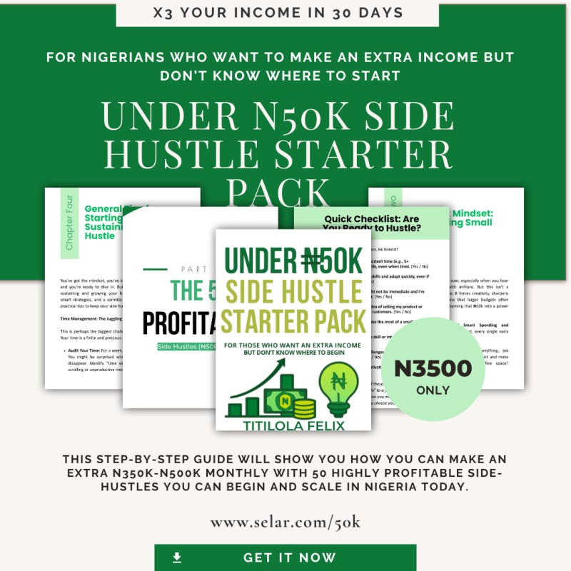 Under N50k Side Hustle Starter Pack: For those who want extra income but don't know where to begin