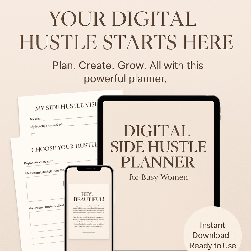 Digital Side Hustle Planner for Busy Women Plan, Hustle, and Earn — Even With a Tight Schedule