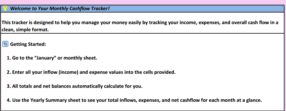 Personal Monthly Cashflow Tracker - Cash flow Made Easy (Excel Template)