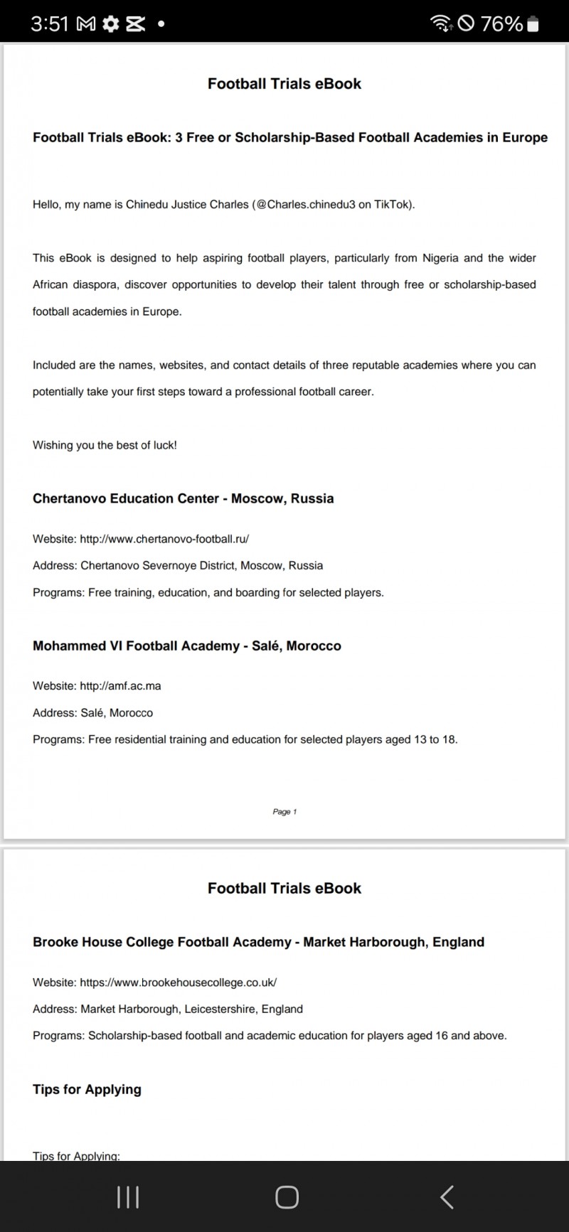 FOOTBALL TRIAL GUIDE CV AND VIDEO HIGHLIGHTS