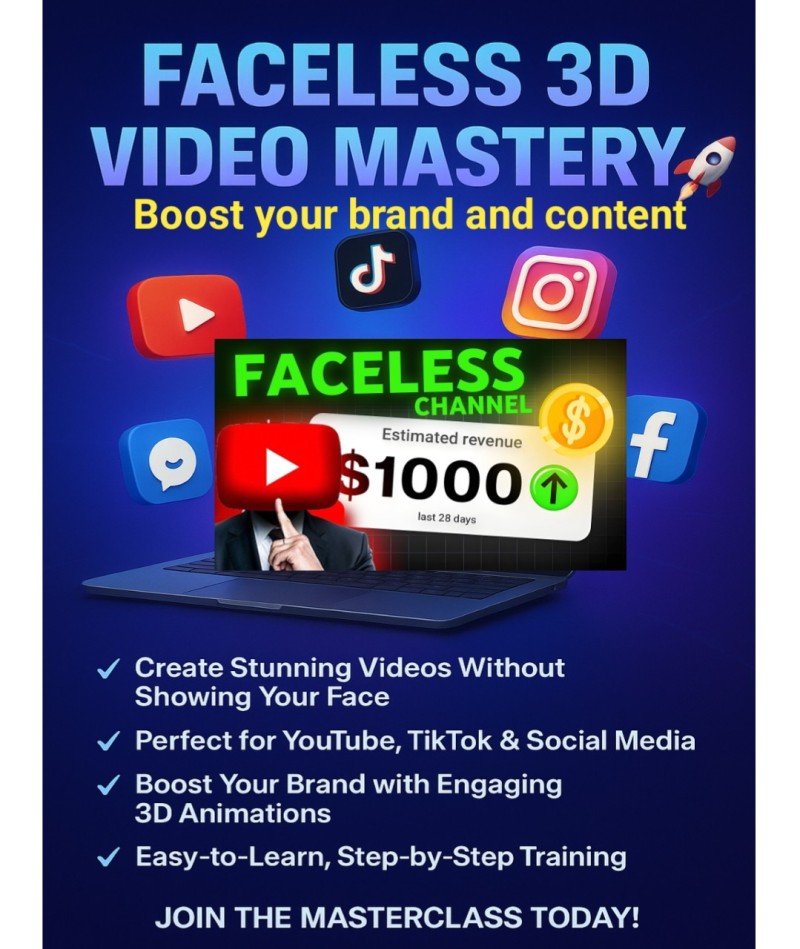 FACELESS 3D VIDEO MASTERY:  Boost your brand and content