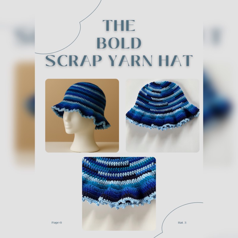 The Bold Scrap Yarn Bucket Hat Written Pattern