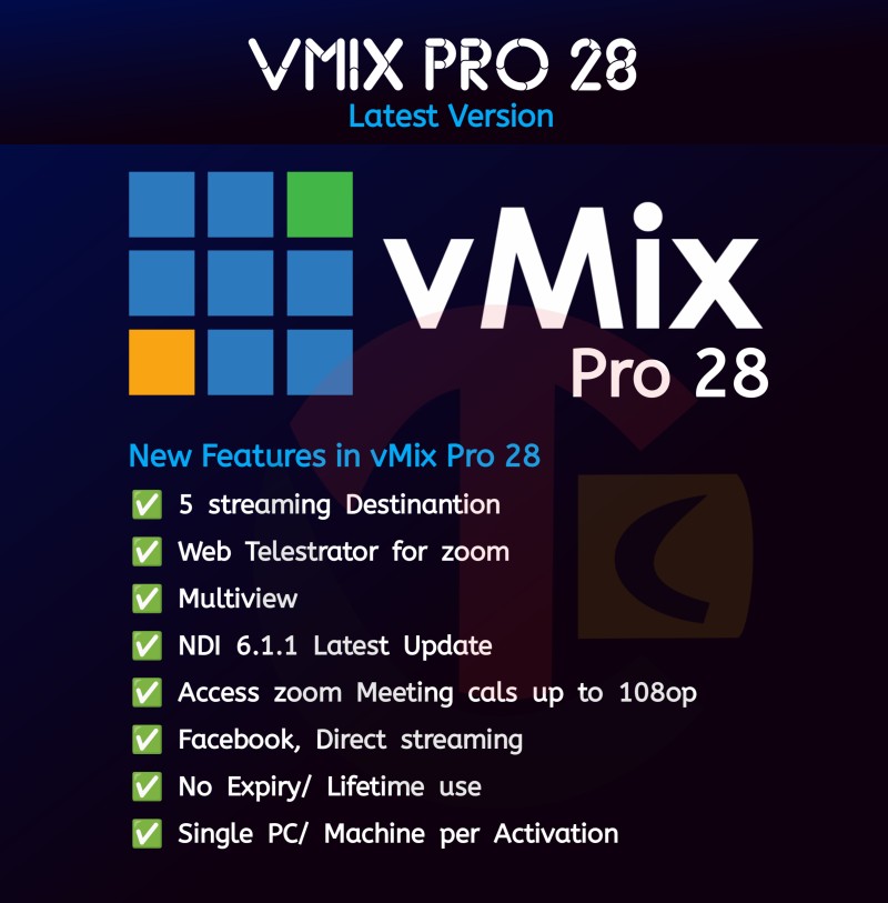Vmix Pro v28 (Lifetime License) One Time Purchase