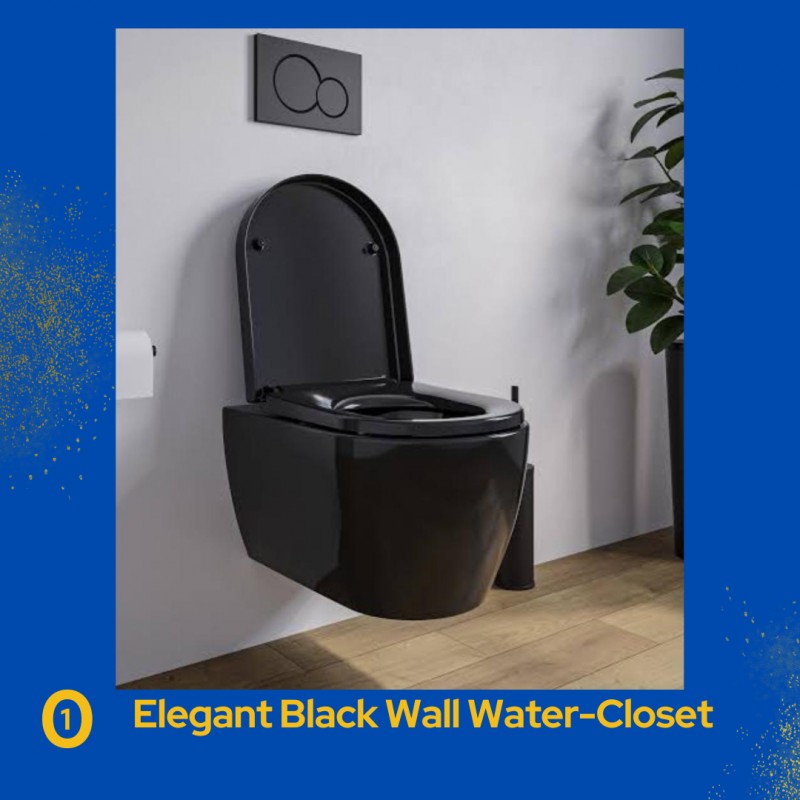 Elegant Black Wall Water-Closet W.C