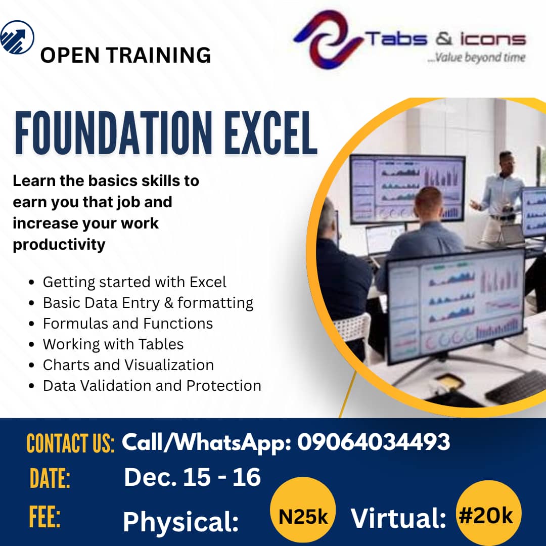 FOUNDATION EXCEL TRAINING (Beginner Level)
