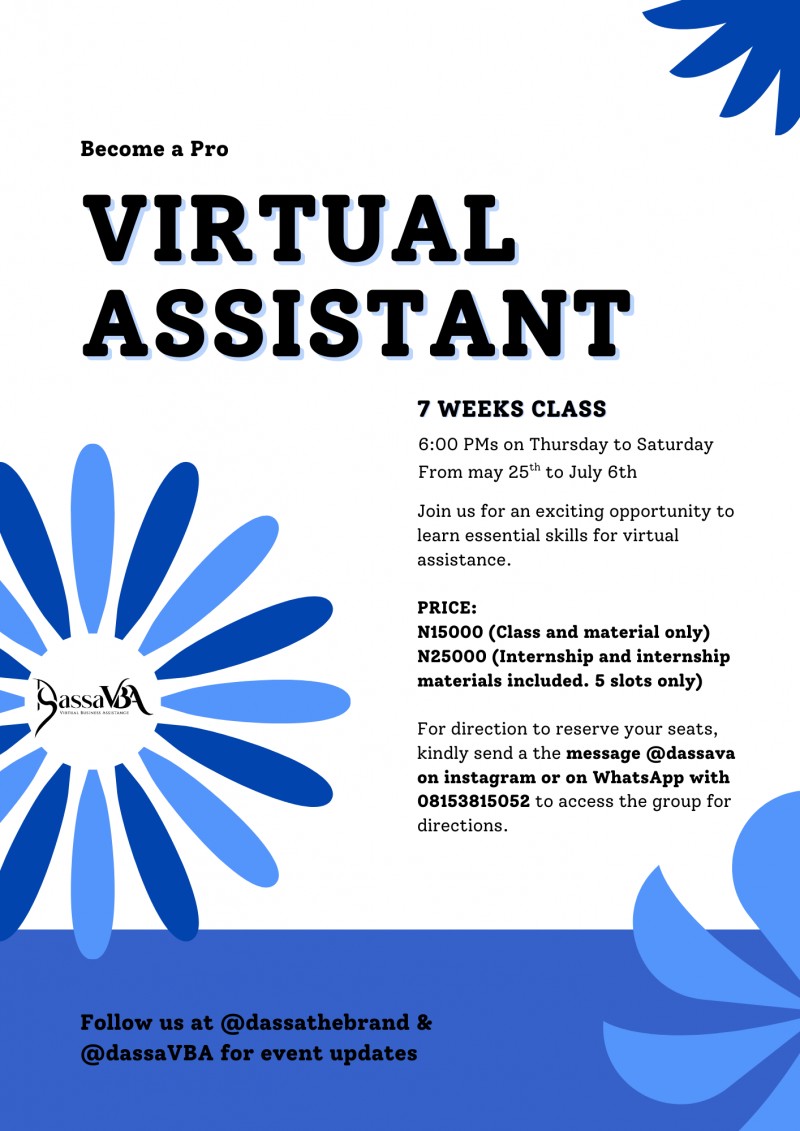 Become a pro Virtual Assistant with DassaVBA Creative & Virtual Assistant Community.