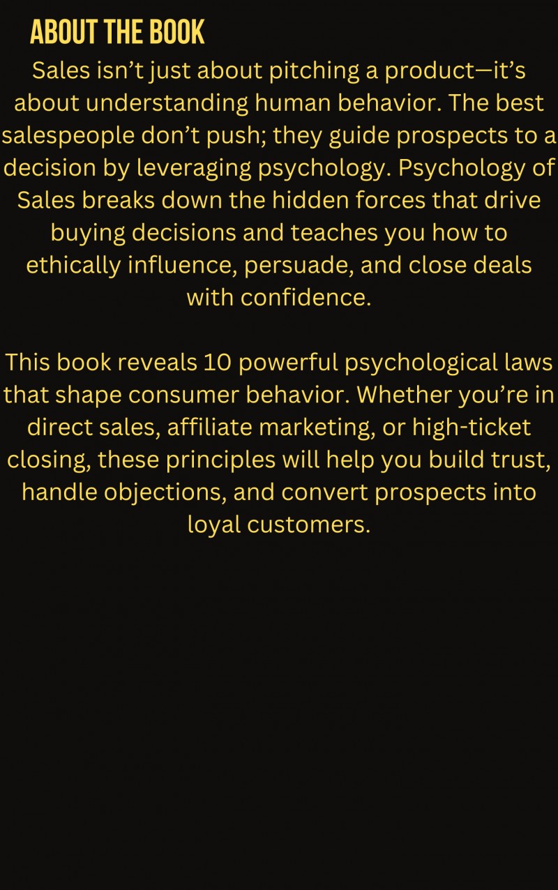 Psychology of sales & Marketing:10 laws to influence,persuade and dominante the market