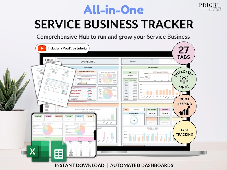 📈 All-in-One Service Business Tracker – Smart Business Management Made Simple