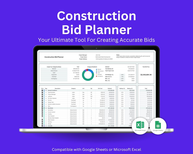🛠️ Construction Bid & Estimate Planner – Win More Projects with Confidence