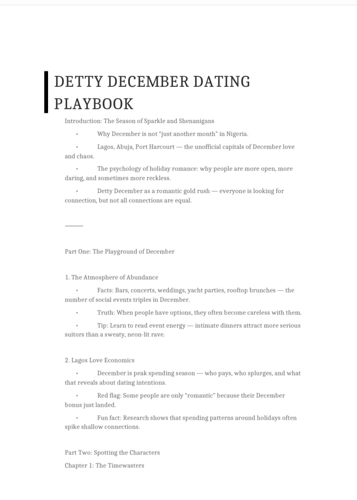 Detty December Dating Playbook (Concise)