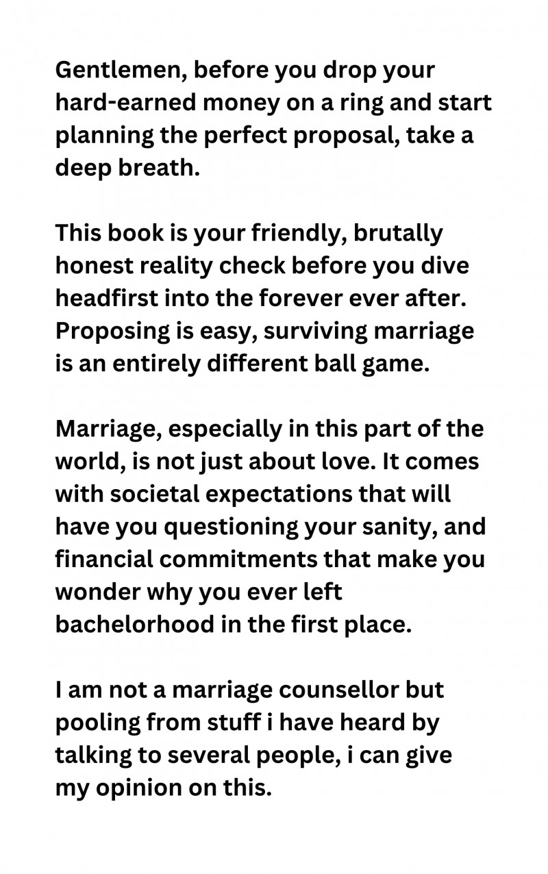 Men, Do Not Propose If....