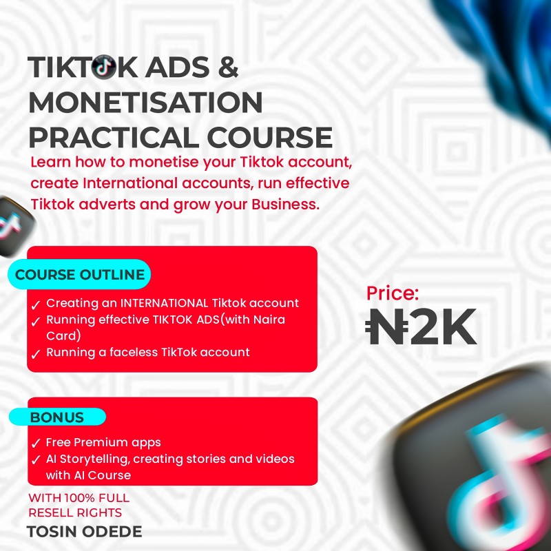 TIKTOK ADS & MONETISATION COURSE (BUY&RESELL)