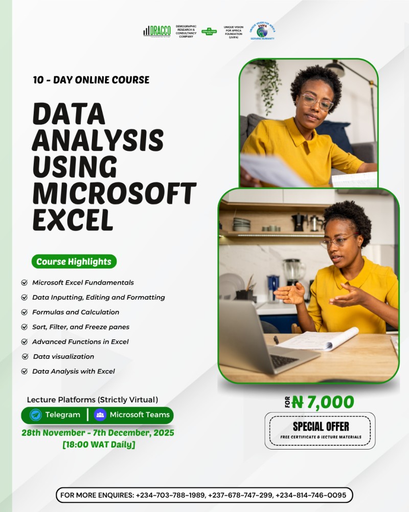 Data Analysis using Microsoft Excel.