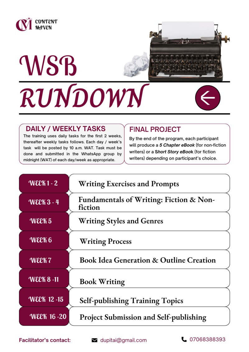 Write and Self-publish Your Book (WSB) Program