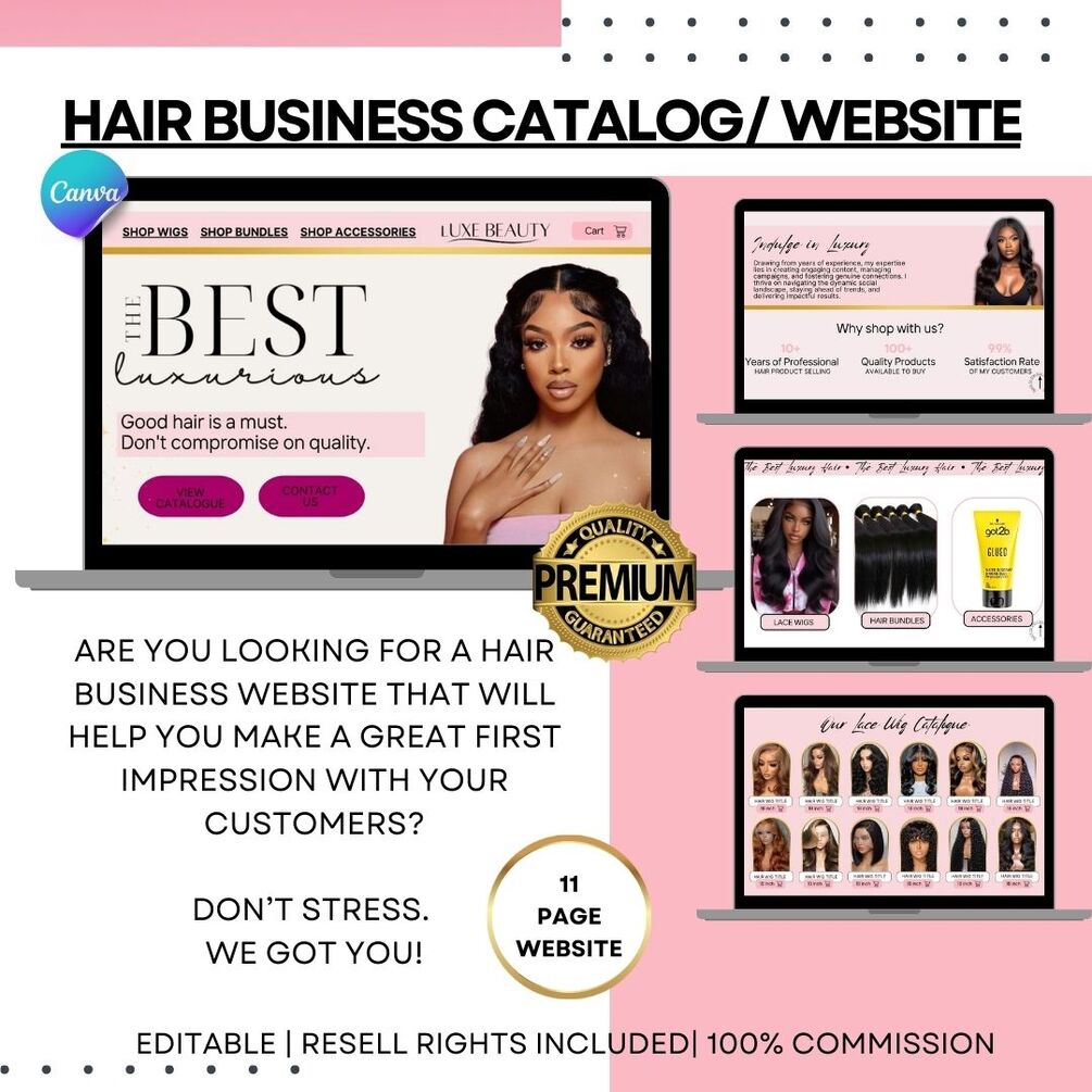Hair Business Canva Website/Catalog Template
