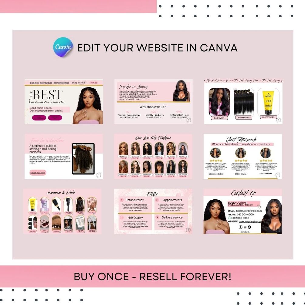 Hair Business Canva Website/Catalog Template