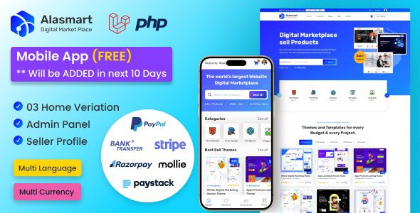 Alasmart – Digital Product Download Marketplace Laravel Script