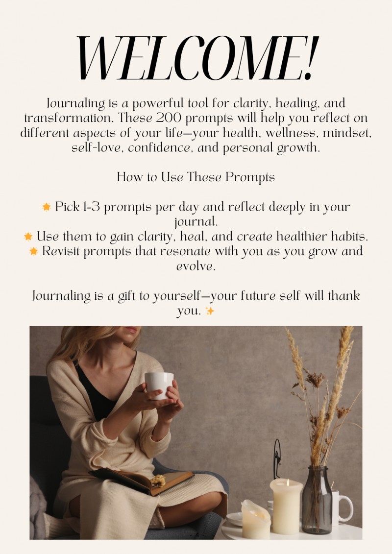 200 JOURNAL PROMPTS for SELF-DISCOVERY, INNER PEACE, & GROWTH.