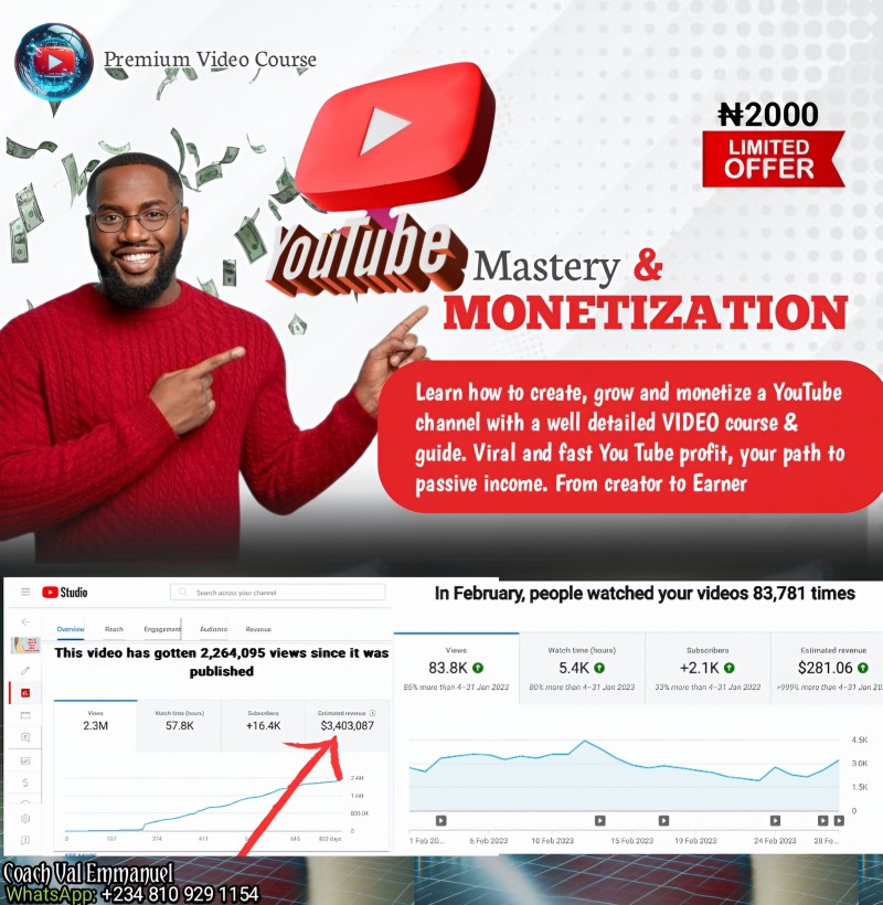 Buy YOUTUBE MASTERY & MONETIZATION by Emmanuel uchechukwu on Selar