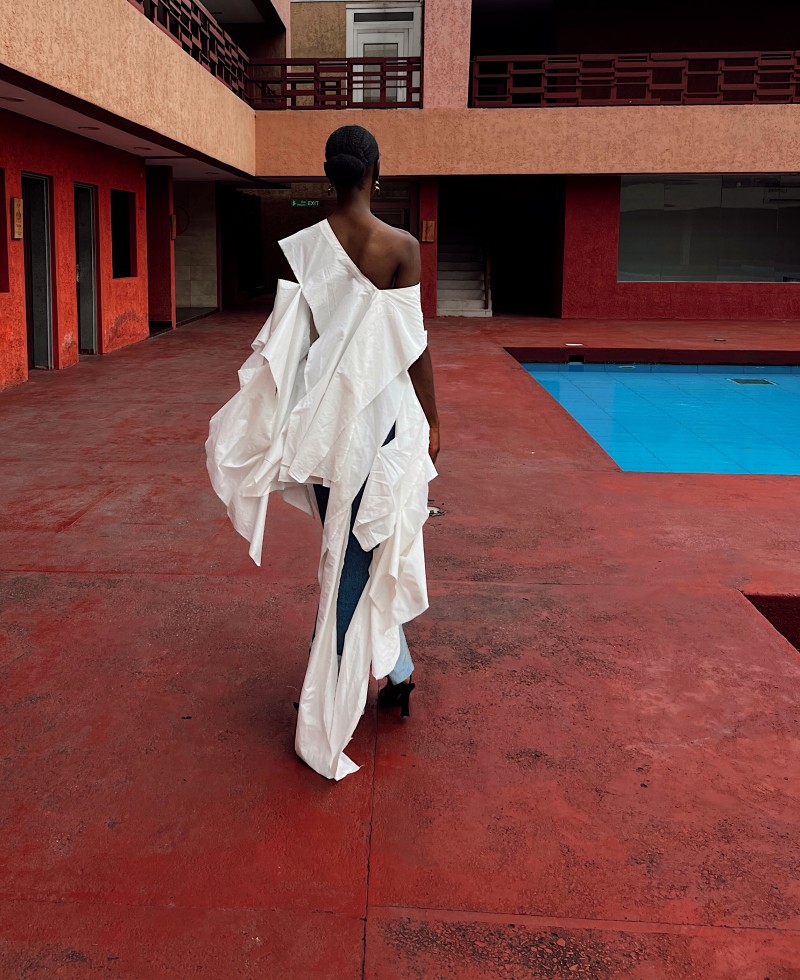Deconstructed Strips Dress