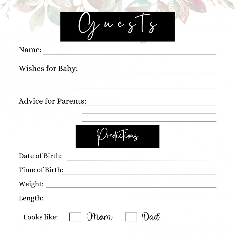 BABY SHOWER GUEST BOOK PDF Printable