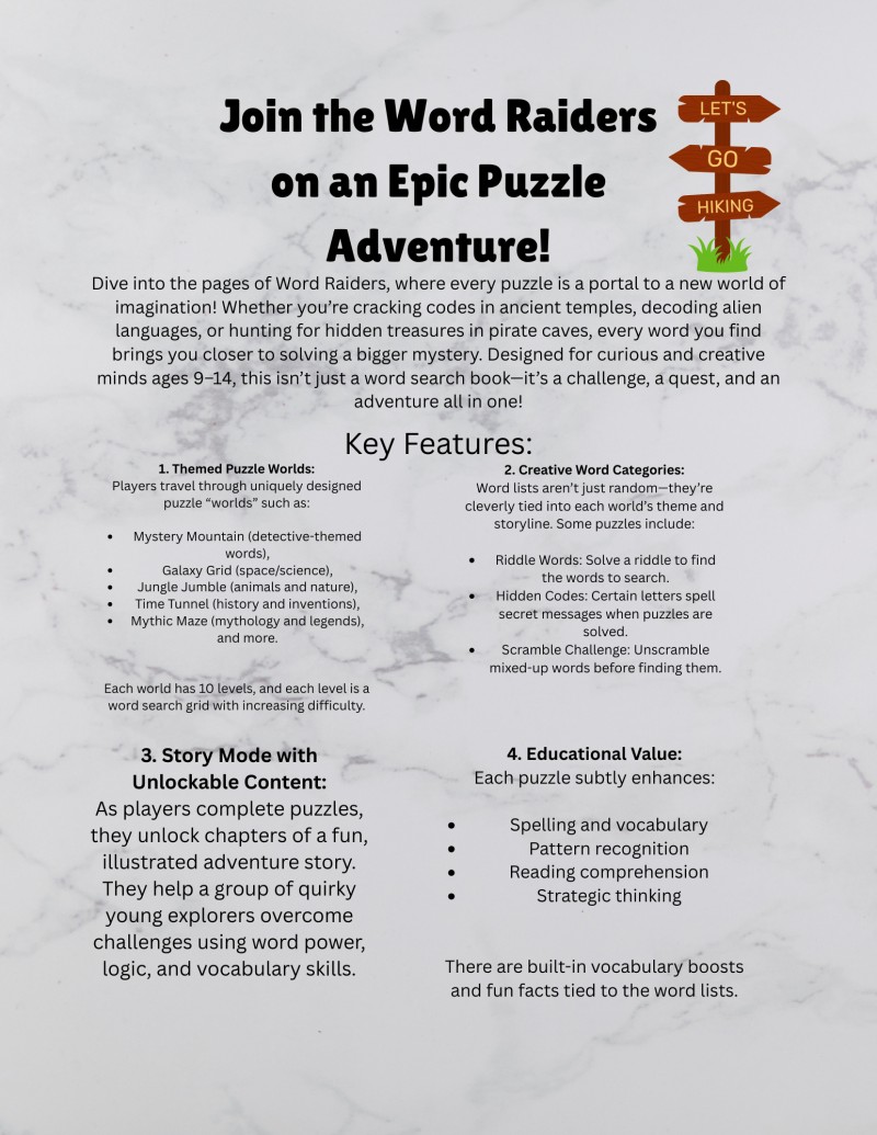 Creative Word Search Puzzle Book for Kids Ages 9–14: Riddles, Codes, Trails & Word Art Challenges Across 5 Exciting Adventures
