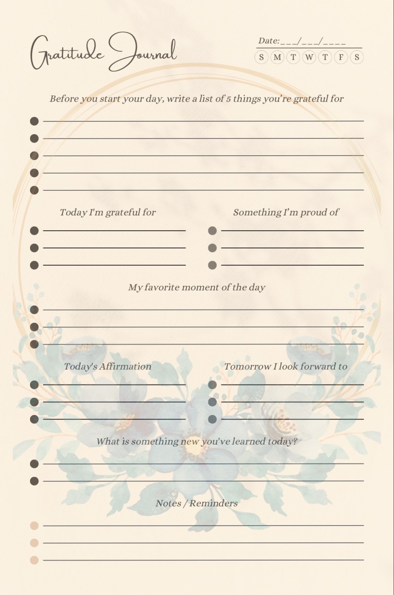 GRATITUDE JOURNAL for 2025 PDF printable