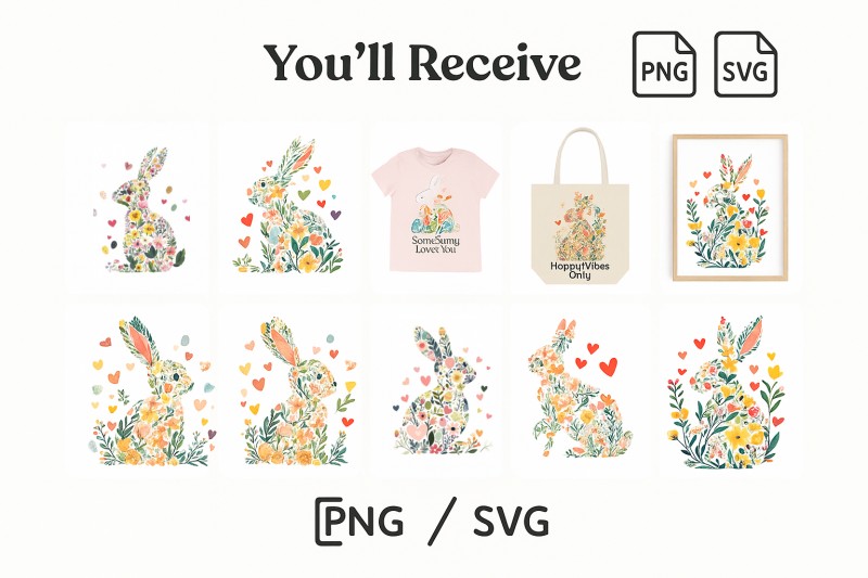 Hoppy Easter Bunny Silhouettes – 10 Cute Clipart Designs for Crafts, Cards & Cricut Projects (SVG + PNG)