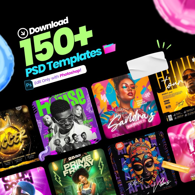 PHOTOSHOP (150+)EDITABLE TEMPLATE