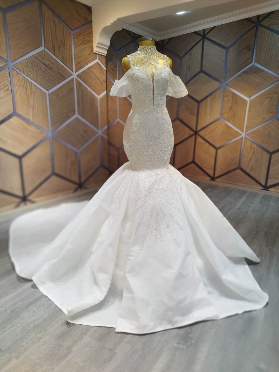 Elegant Illusion High Neck Mermaid Wedding Dress + Complete Bridal Bundle & Free Shipping